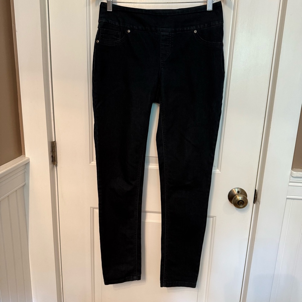 UP! JEGGINGS BLACK DENIM JEANS LEGGINGS SKINNY PULL ON STRETCH SIZE 6